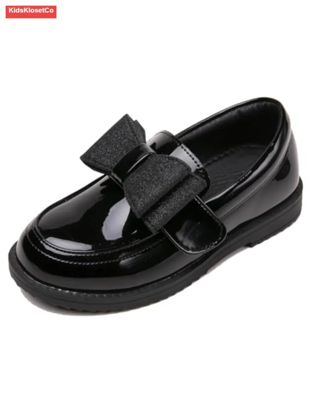 Girls Patent Leather Bowknot Loafers Slip-On Dress Shoes